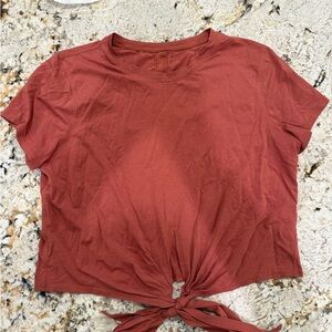 Lululemon Athletica Short Sleeve Tie-Front Tee - Rust